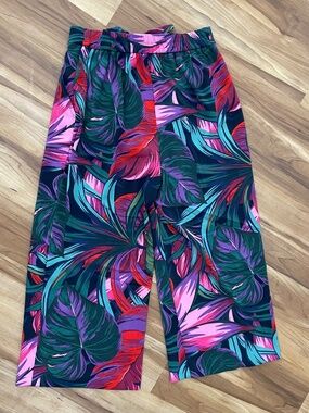 Eliane Rose Tropical Print Wide Leg Cropped Pants Size M